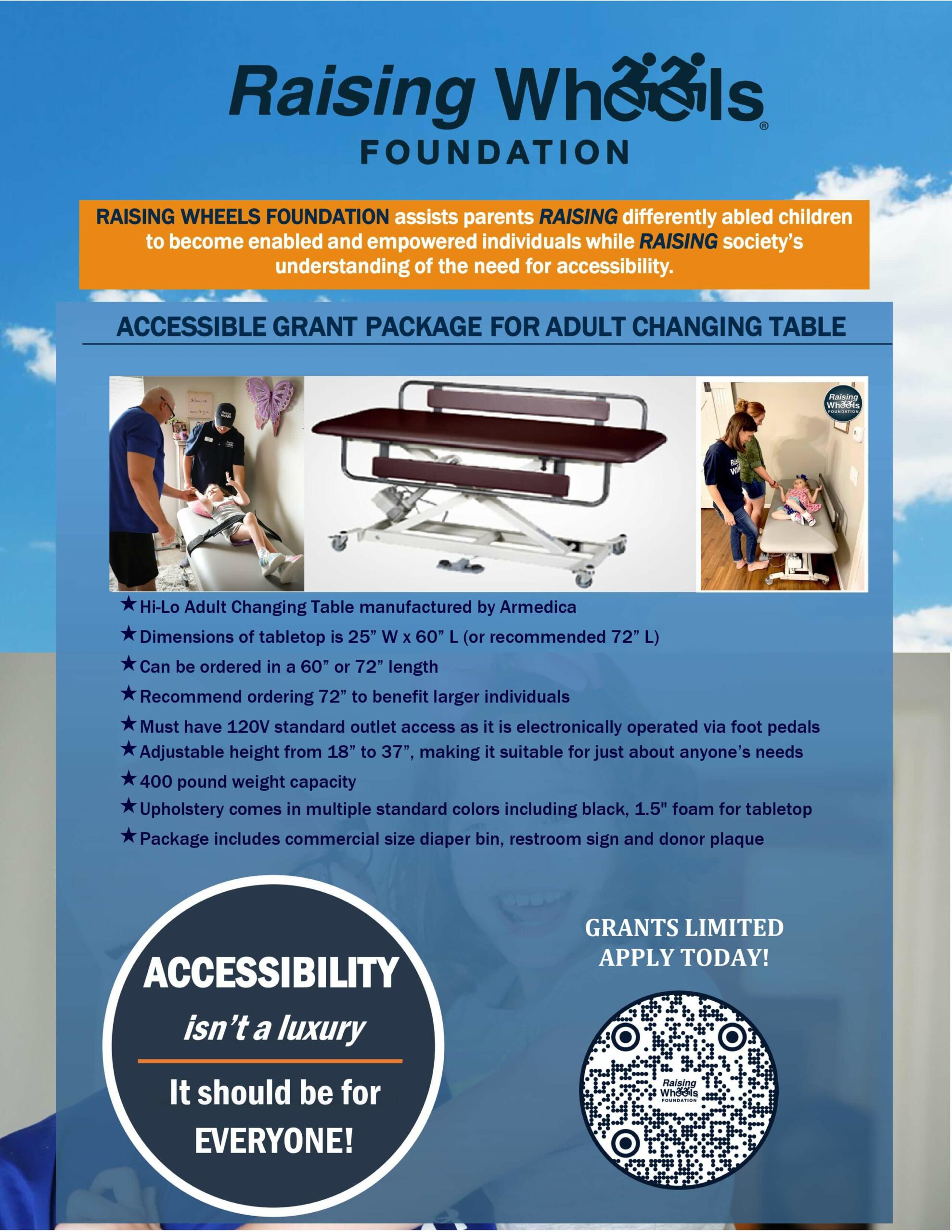 Accessible Grant Package for Adult Changing Table